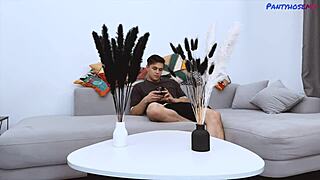A bisexual threesome with two hairy women and a young man in an FFF threesome