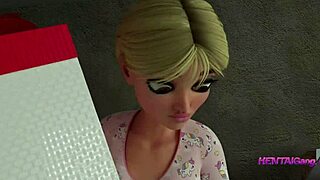 3D cartoon of stepdaughter's first anal experience with a big cock