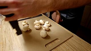 Gay chef's kitchen heat: naked cooking and anal action