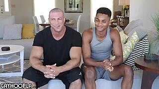 Bodybuilder gets his ass spanked by black cock