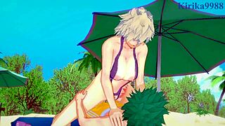 Intense threesome with Himiko, Mitsuki, and Izuku in action