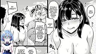 Vacation at the beach turns into a steamy scene in an anime and manga-style video
