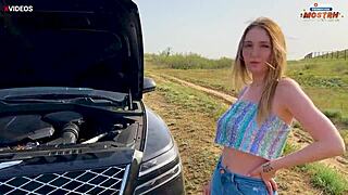 Beautiful brunette gets fucked in the car intimately
