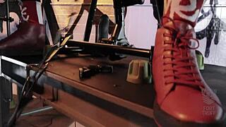 Muscular men engage in hardcore BDSM with machines