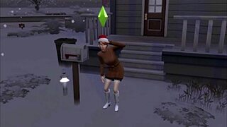 Beautiful redhead in steamy solo scene in the middle of winter