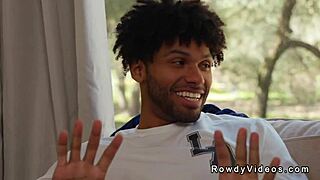 Muscular black man has rough anal sex with his white roommate