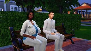 Cartoon porn with an orgy and a black guy in The Sims 4 parody
