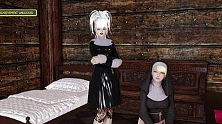Big-boobed blonde nun seduces in Max's Life hentai game