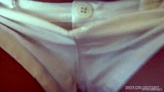 Petite blonde gets messy with facial and sloppy blowjob