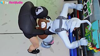 Henchman plows bunny brawler's vagina in standing doggystyle position