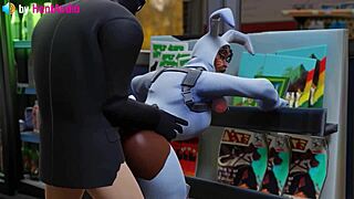 Henchman plows bunny brawler's vagina in standing doggystyle position