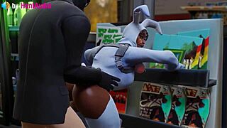 Henchman plows bunny brawler's vagina in standing doggystyle position