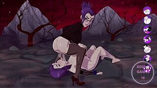 Get free video game with animated hentai featuring Raven self-fucking
