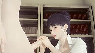 Japanese futanari Shoko in hardcore library action