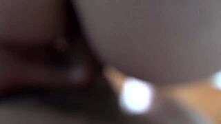 Natural tits bouncing during a hardcore POV footjob session
