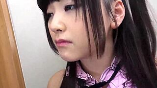 Skinny Japanese teen gets her first facial from an old man