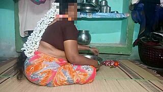 Beautiful aunt seduces her husband in their home in the village