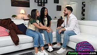 Stepsiblings have rough and kinky first encounter with new stepbrother