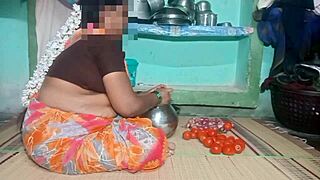Beautiful aunt seduces her husband in their home in the village