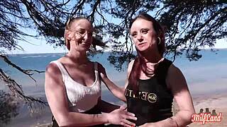 Brunette MILFS Arianna and Angelina in hot group action with big tits and ass