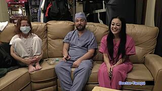 Dr. Tampa's naughty nurse and her pierced nipples