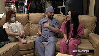 Dr. Tampa's naughty nurse and her pierced nipples