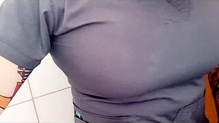 My Latina Stepmom's Odd Behavior Turns Erotic as She Touches Herself in Bathroom