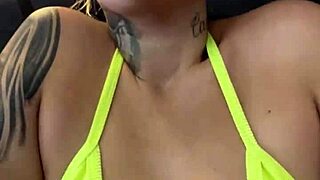 Bikini-clad amateur gets wet and wild at the gym