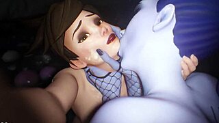 Futanari with a big dick in action