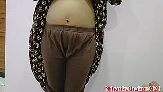 First time pregnant house wife's solo pleasure show