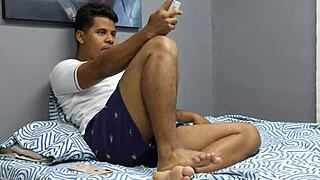 Skinny stepbrother gets a hot and wet pussy massage