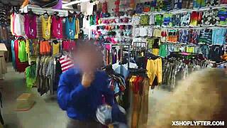 Big-boobed shoplifter gets choked and fucked in store