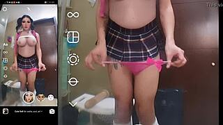 Futanari trap tries out big tits filter