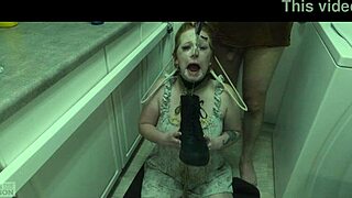 A slutty woman enjoys having cum on her face after being humiliated
