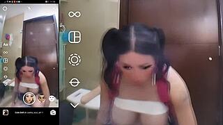 Futanari trap tries out big tits filter