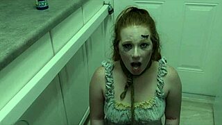 A slutty woman enjoys having cum on her face after being humiliated