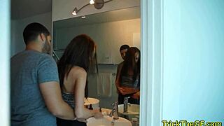 Petite European girlfriend cheats with a well-endowed lover while her boyfriend watches