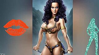 Katy Perry's big tits naked erotic AI painting