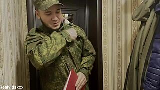Russian Soldier Fucks Lonely Wife in Pussy and Ass