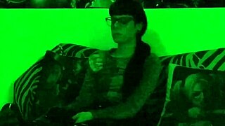 Beth kinky - smoking a cigarette under the green light