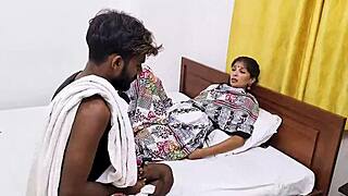 The lover carefully shaves the beautiful Indian MILF’s pussy for sex