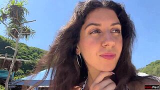 walking with hot cum on my face on a public beach full of people - cumwalk