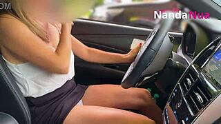 Hey, my naughty wife, wanna flash your tits and panties to the gas station guy?