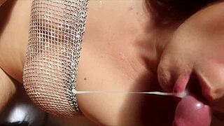 Stepson sneaks a peek, jerks off, and cums on stepmom's face while she rests.