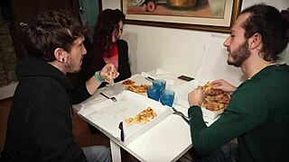 Ordered pizza but got two sausages for wild MMF threesome