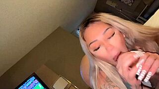 Blonde teen opens her throat for BBC, takes it like a slut