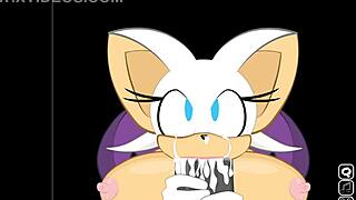 Hey, check out how Rouge sneaks in to suck on Shadow's massive monster cock in this secret game scene