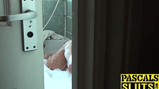 Busty babe Kaz gets pounded hard in doggystyle and takes jizz in her mouth