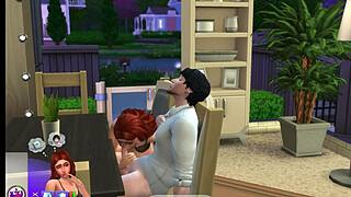 sexy redhead and newlywed couple in sims 4 get all steamy together