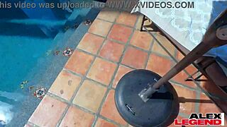 Drop-dead gorgeous milf Shay Sights starts with a sensual massage on a big cock by the pool